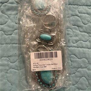 Turquoise Concho Belt with Silver Accents